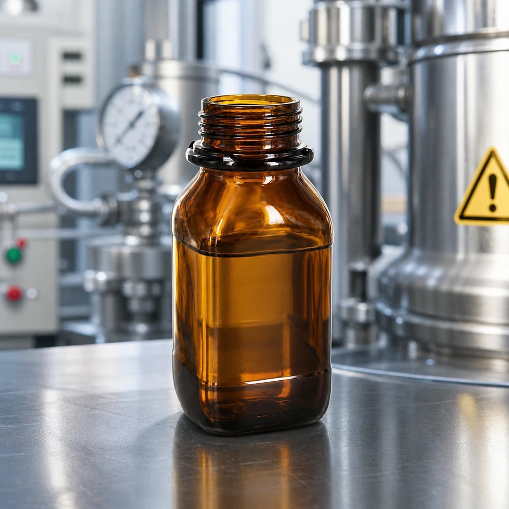 250 ml kemikalieflaske Kemikalieflaske 250 ml af ravfarvet borosilikatglas til professionel laboratoriebrug