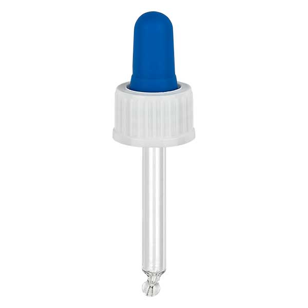 Pipettehætte hvid/blå DIN18, 44 mm pipettelængde som standard. Alkoholtæt. Til ApoGlas® 5ml Brown(++), Clear(++) & 5ml Mironglas(++) med 18mm gevind. Pipettehætte hvid/blå DIN18, 44 mm pipettelængde som standard. Alkoholtæt. Til ApoGlas® 5ml Brown(++), Clear(++) & 5ml Mironglas(++) med 18mm gevind.