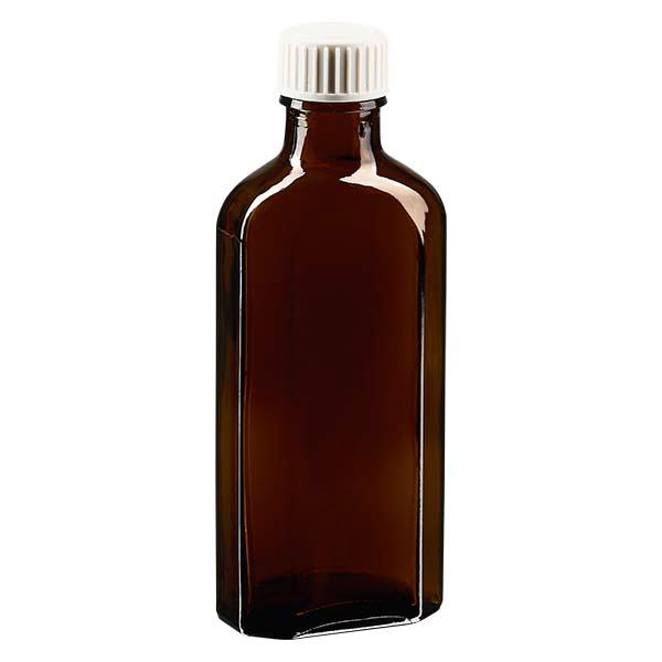 100 ml Meplat brunt skruelåg med PE-skumindsats 100 ml Meplat brunt skruelåg med PE-skumindsats