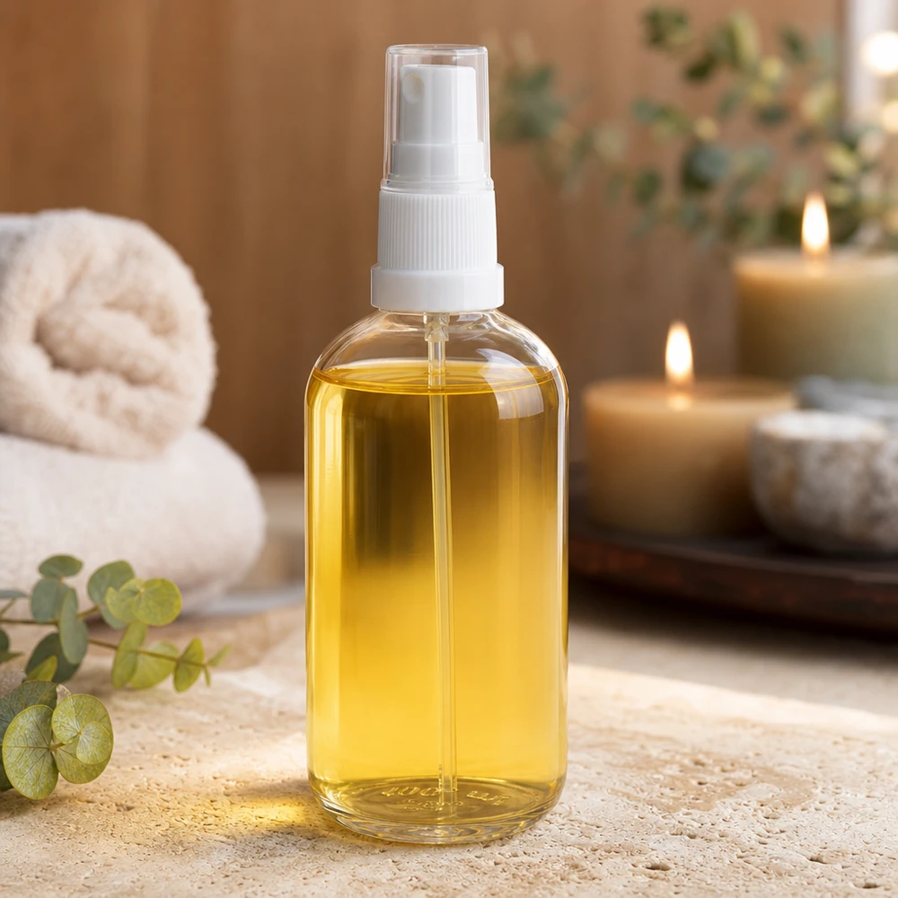 100 ml sprayflaske hvid/tr. STD ClearLine UT18/100 100 ml glasflaske ClearLine UT18 med hvid forstøver til wellnessolie Spa Ambiente