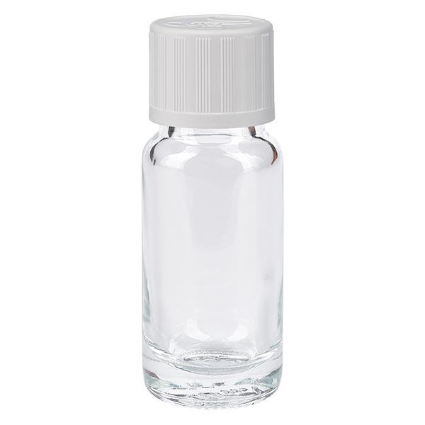 Apoteksflaske klar 10 ml skruelåg hvid KiSi St Apoteksflaske klar 10 ml skruelåg hvid KiSi St