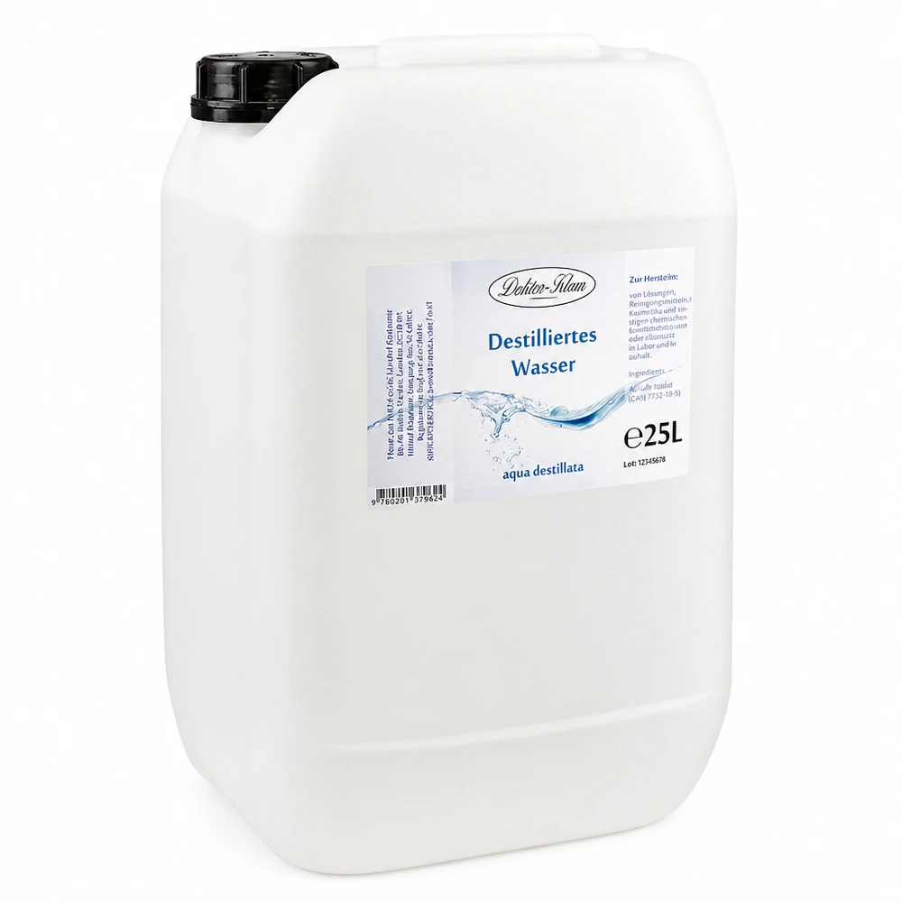 25 liter destilleret vand Doktor-Klaus 25 liter Doctor Claus destilleret vand i hvid plastbeholder til alsidige anvendelser