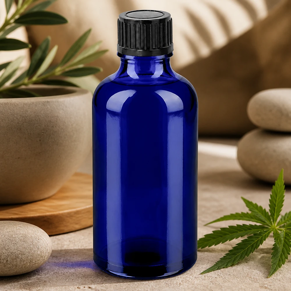 50 ml flaske 11 mm SV sort STD BlueLine UT18/50 50 ml BlueLine-glasflaske med UV-beskyttelse og sort hætte til lysfølsomme stoffer