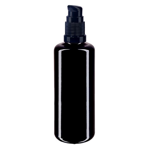 Apoteksflaske viol. 100ml pumpehætte sort St Apoteksflaske viol. 100ml pumpehætte sort St