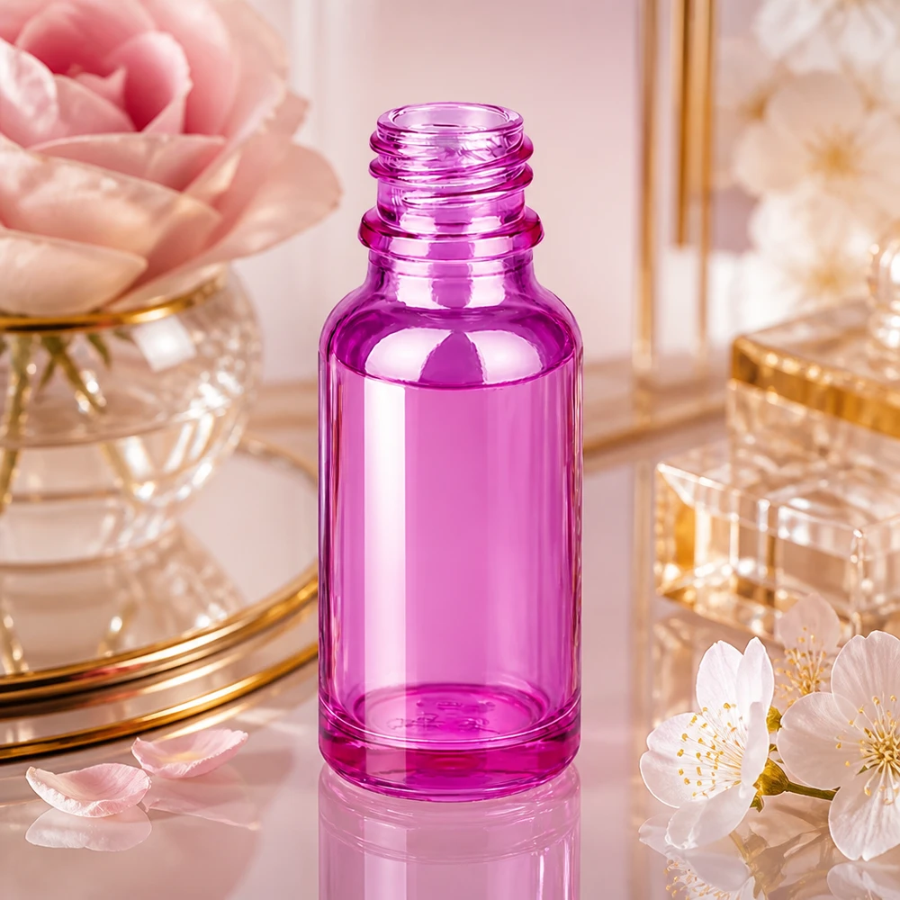 20 ml apoteksflaske PurpleLine UT18/20 UNiTWIST Kompakt 20 ml PurpleLine-glasflaske i lilla med UNiTWIST UT18/20-gevind til kosmetik og lægemidler
