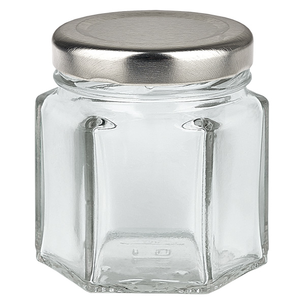 47 ml hexa-krukke med BasicSeal-låg sølv UNiTWIST