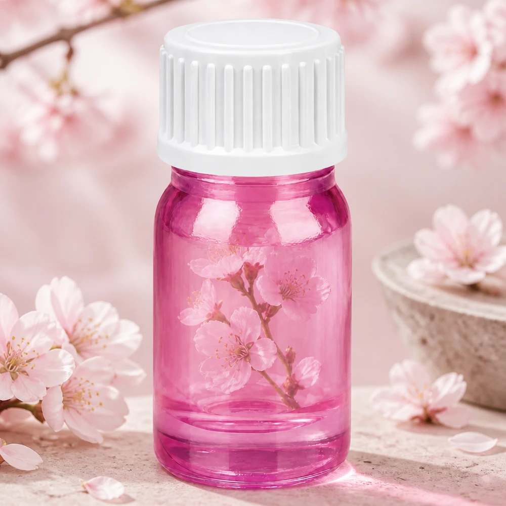 Kompakt 5 ml glasflaske i pink med 3 mm åbning og hvid hætte til præcis dosering