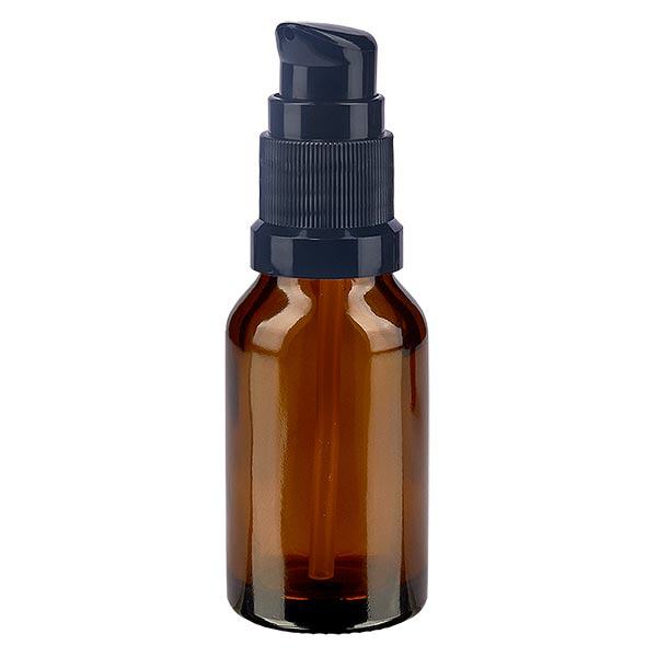 Apoteksflaske brun 15ml pumpehætte sort St