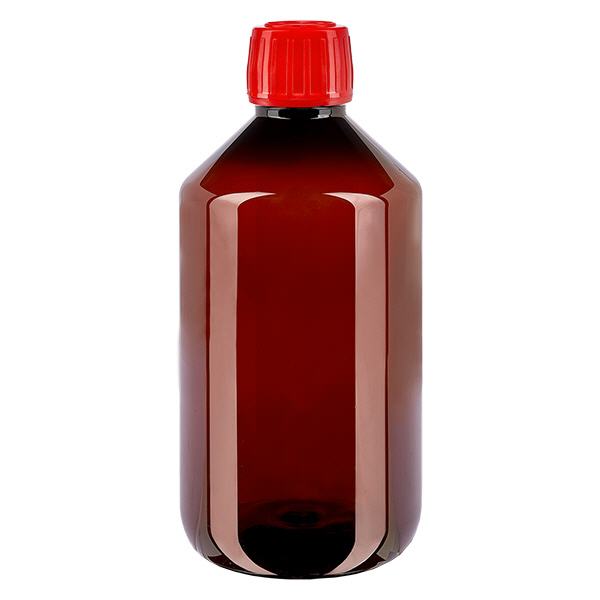 PET-flaske 500 ml med rød hætte OV PET-flaske 500 ml med rød hætte OV
