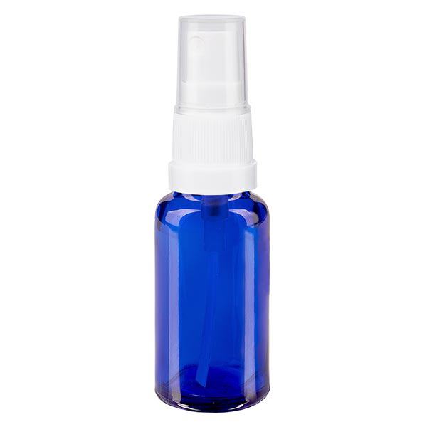 Apotekerflaske blå 20 ml spraytilbehør hvid Apotekerflaske blå 20 ml spraytilbehør hvid