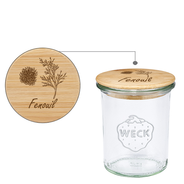 Træcover "Fenouil" med glas på fod WECK 160ml