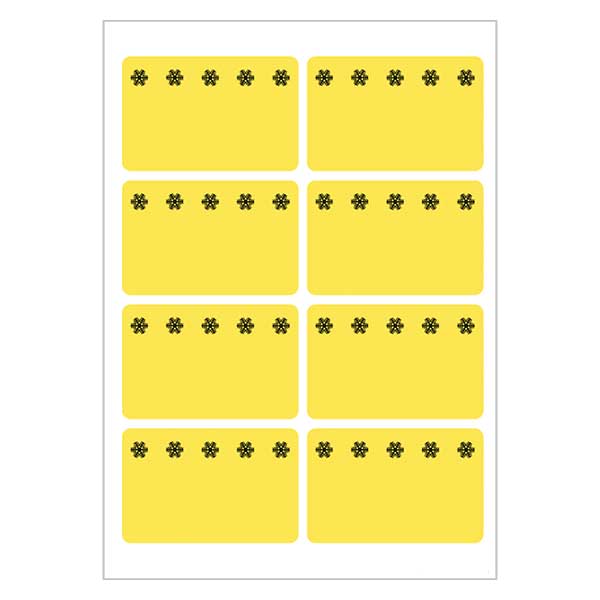Frysetiketter gul (48 klistermærker) 26x40mm | 6 ark = 48 papirklistermærker Frysetiketter gul (48 klistermærker) 26x40mm | 6 ark = 48 papirklistermærker
