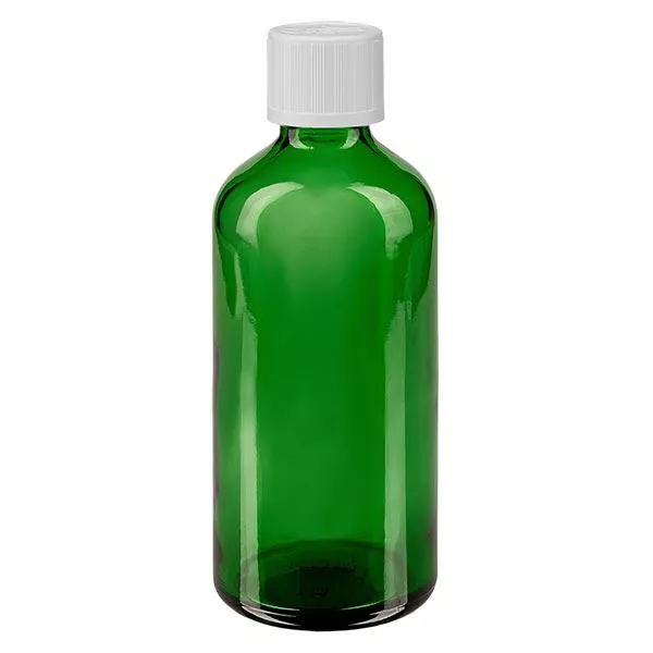 Apoteksflaske grøn 100ml dråbetæller hvid KiSi St Apoteksflaske grøn 100ml dråbetæller hvid KiSi St