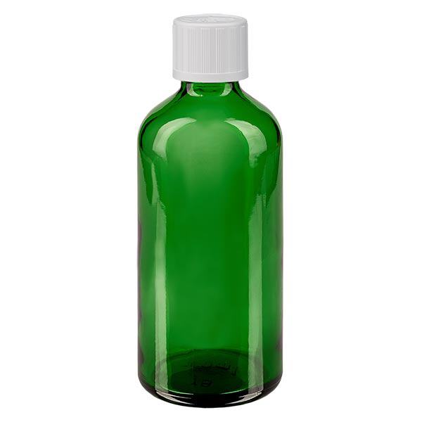 Apoteksflaske grøn 100ml dråbetæller hvid KiSi St Apoteksflaske grøn 100ml dråbetæller hvid KiSi St