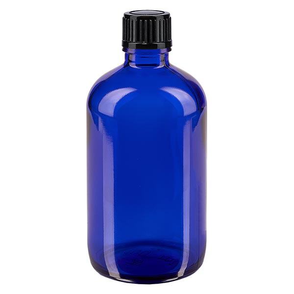 Apoteksflaske blå 100ml dryp v. 1mm sort pc Apoteksflaske blå 100ml dryp v. 1mm sort pc