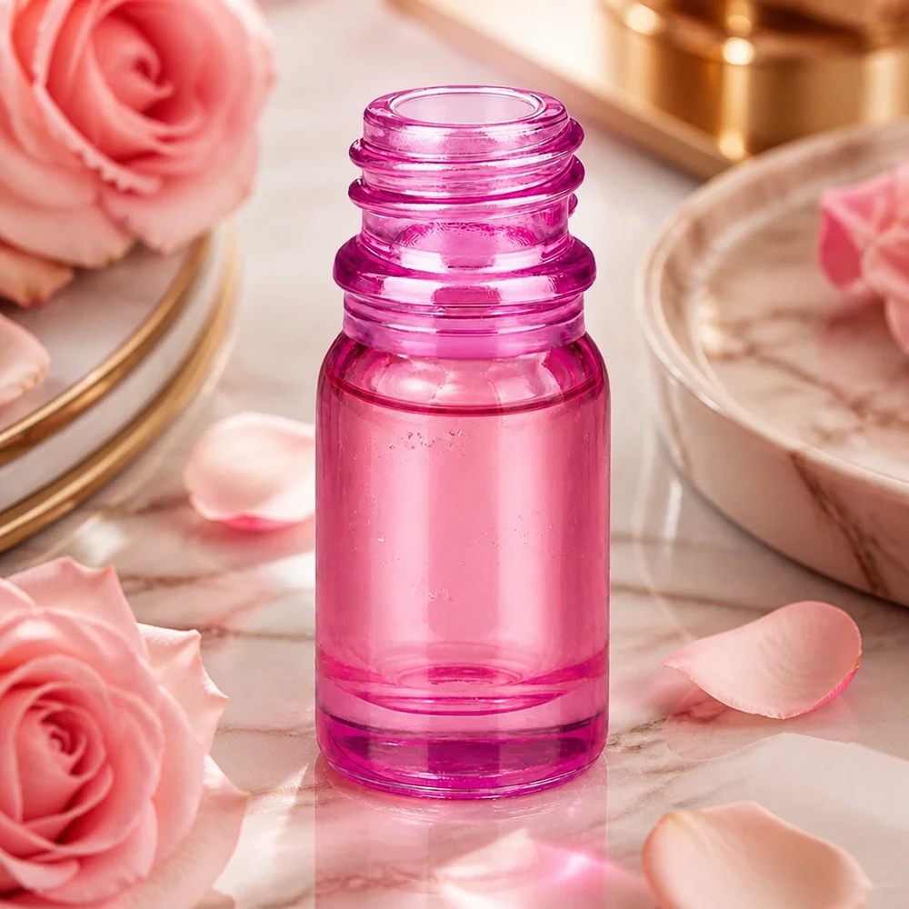 5 ml apoteksflaske PurpleLine UT18/5 UNiTWIST 5 ml PurpleLine UT18/5 glasflaske med UNiTWIST-hætte til æteriske olier i pink-violet