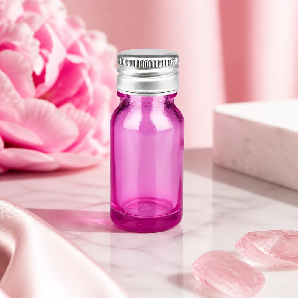 10ml flaske 11mm skruelåg aluminium-sølv standard PurpleLine.UT18/10 10 ml glasflaske med 11 mm åbning i violet til præcis dosering af essenser og tinkturer