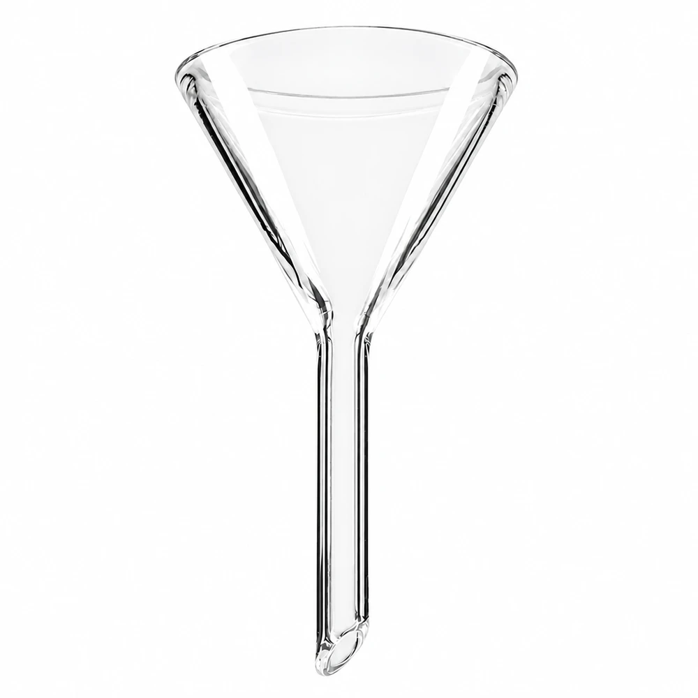 Tragt Ø 35 mm sodakalk, vinkel 60°, kort model Glastragt 35 mm i diameter lavet af soda-lime-glas med 60 graders vinkel og kort håndtag