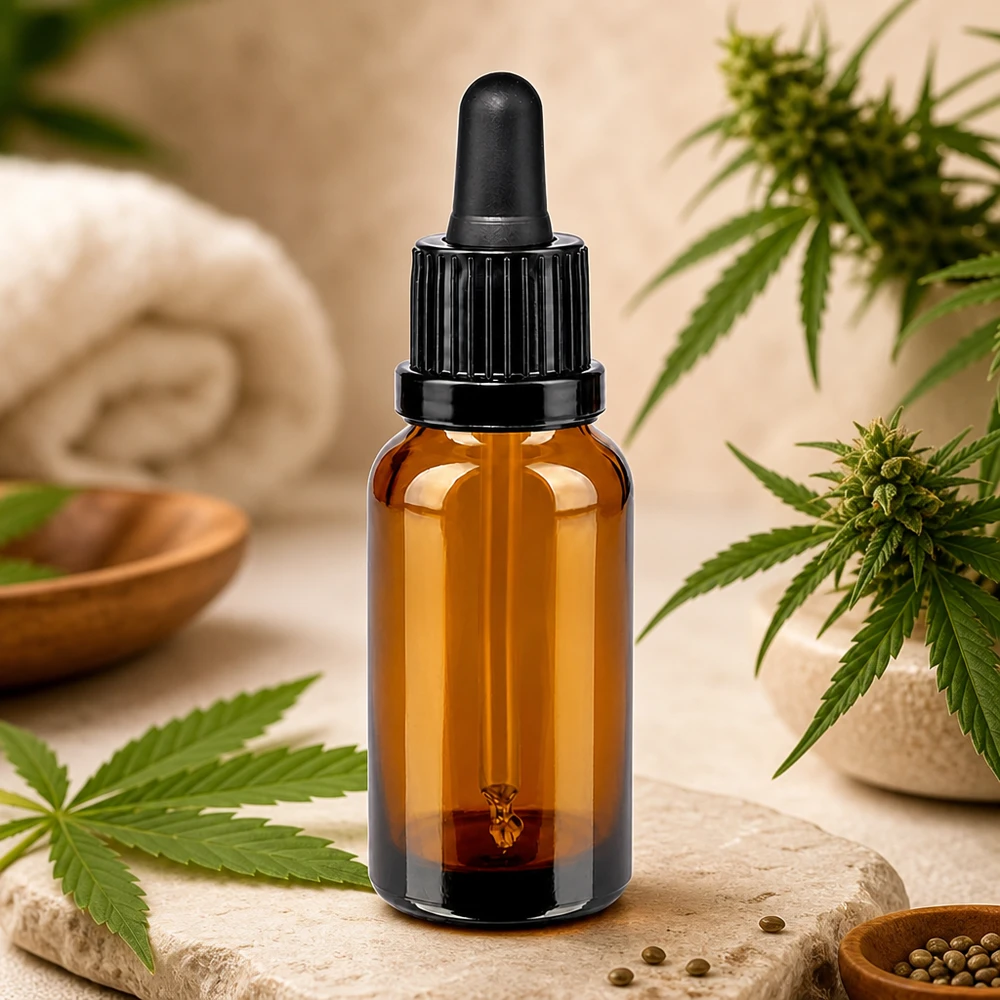 20 ml pipetteflaske sort OV BrownLine UT18/20 Kompakt 20 ml glasflaske med dråbepipette, ideel til mobil brug af CBD og naturkosmetik