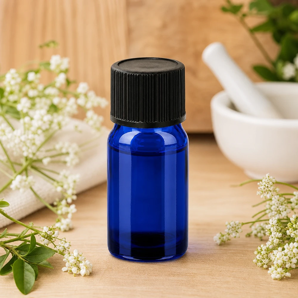 5ml Dropperflaske 1mm sort STD BlueLine UT18/5 Kompakt 5 ml dråbeflaske med 1 mm åbning til præcis dråbedosering af urteessenser