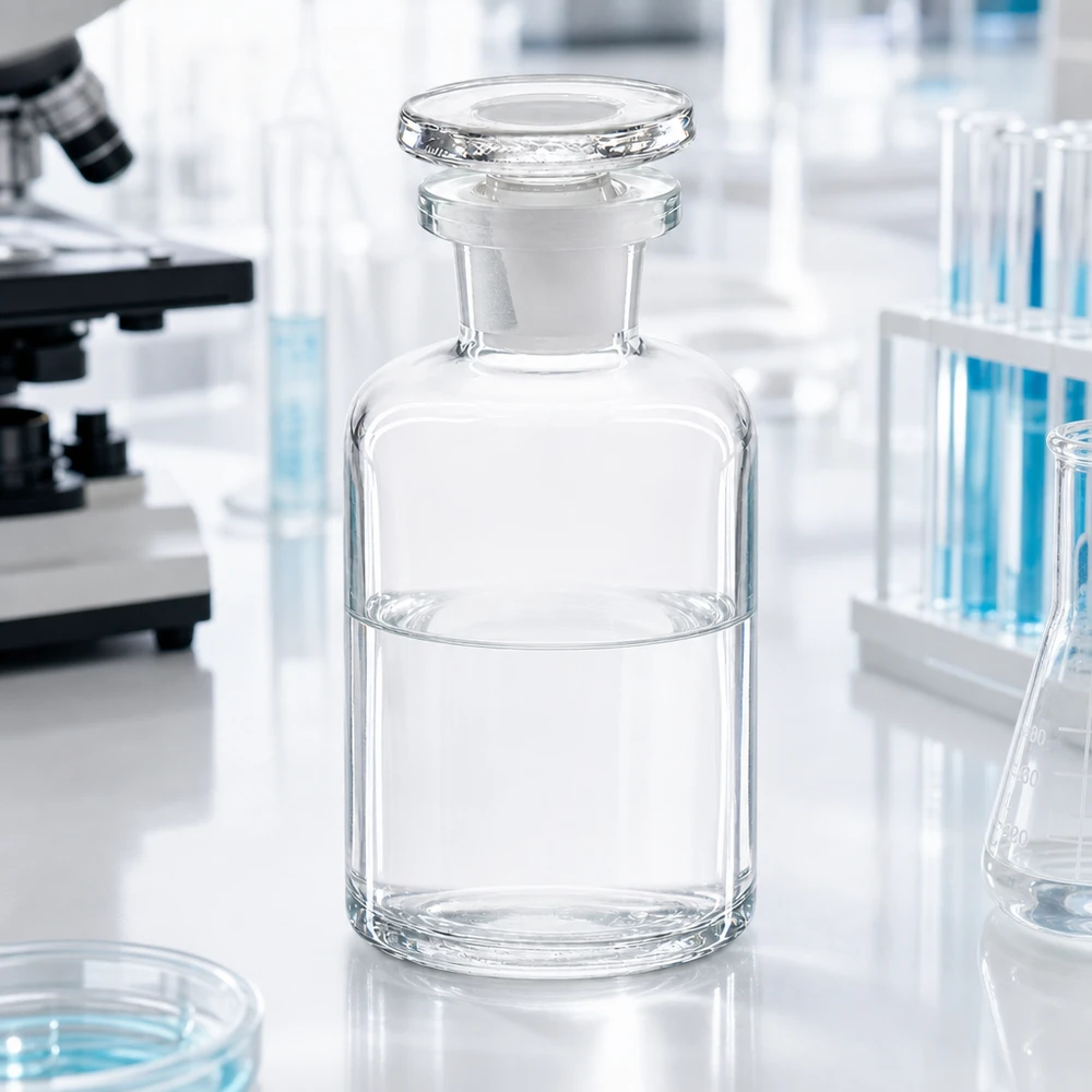 Rund skulderflaske 50 ml klar glasprop med smal hals Laboratorieflaske med låg, 50 ml, smal hals, med glasprop og karakteristisk rund skulder