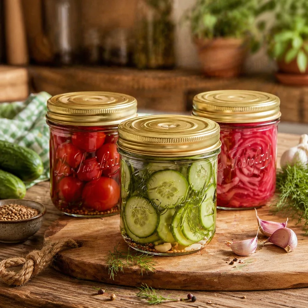 Le Parfait® Familia Wiss 350 g Ø100 mm glas 415 ml Familia Wiss-glas med 2-delt lågsystem til konserveringsglas og konservering af grøntsager
