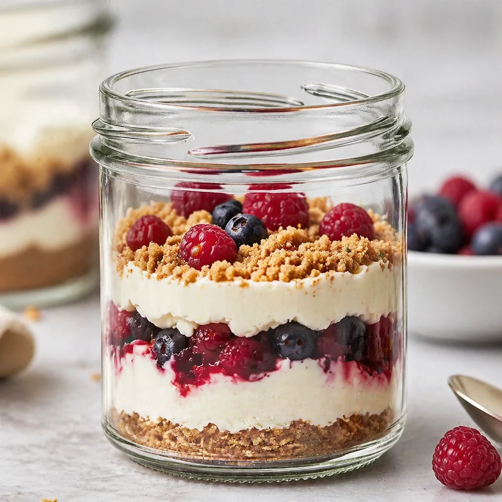 UNiTWIST Sturz167 - Briller med indhold 167 ml TO66 UNiTWIST-bægre 167 ml med lagdelt dessert af bær, mascarpone og kiksekrummer som produktapplikation