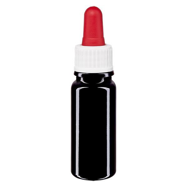 Apoteksflaske viol. 10ml pipette hvid/rød stk. Apoteksflaske viol. 10ml pipette hvid/rød stk.