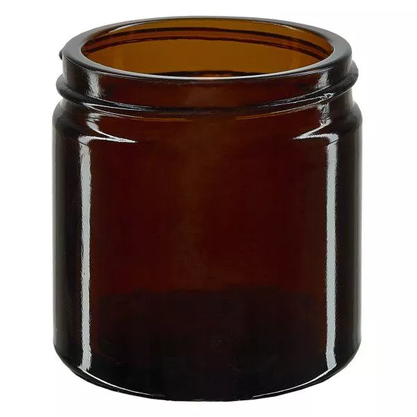 60 ml glaskrukke brun uden låg, gevind 51 mm/R3 ApoGlas. Farmaceutisk kvalitet fra EU-produktion. Fødevaresikker. Med UV-beskyttelse.