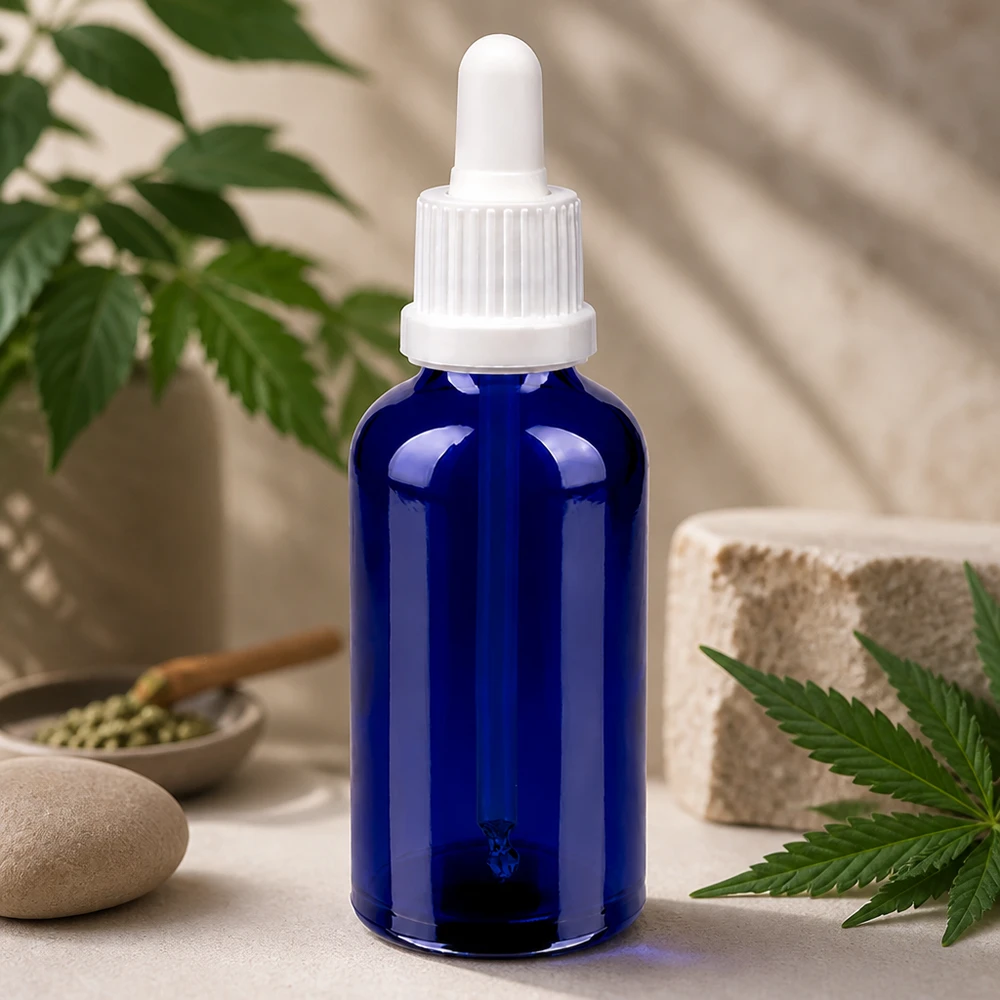 50 ml pipetteflaske hvid OV BlueLine UT18/50 50 ml pipetteflaske OV BlueLine UT18/50 ideel til CBD-olier og naturkosmetik