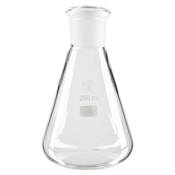 Erlenmeyer-kolbe 250 ml med standard slebet led (29/32)