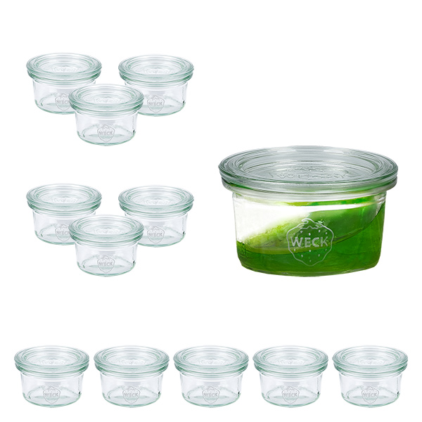 Sæt med 12 Weck 50 ml Briller med 12 glaslåg Sæt med 12 Weck 50 ml Briller med 12 glaslåg
