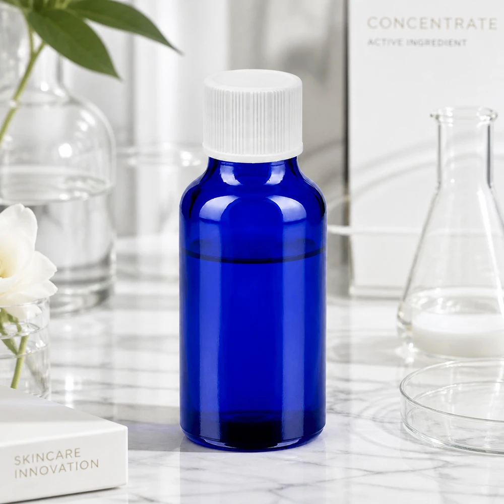 BlueLine glasflaske 20 ml med 11 mm standardgevind til præcis dosering af koncentrater