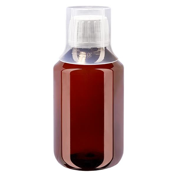 PET-flaske 100 ml med hvid hætte OV + kop PET-flaske 100 ml med hvid hætte OV + kop