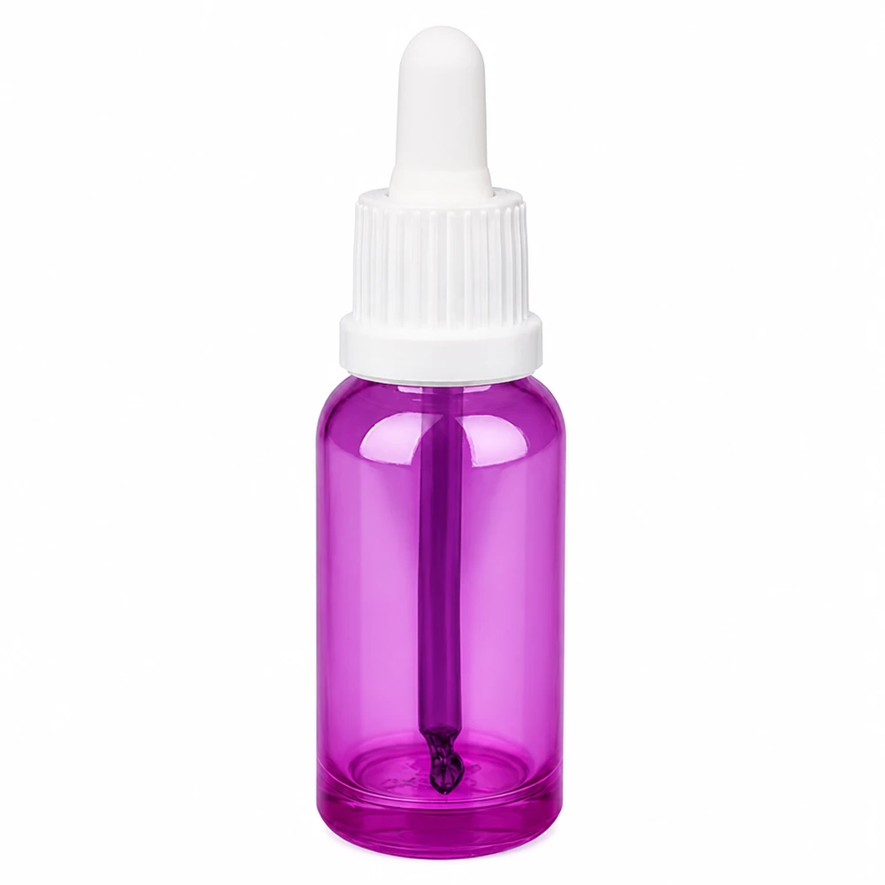 20 ml pipetteflaske hvid Originality skruelåg PurpleLine UT18/20 20 ml pipetteflaske i violet med hvid hætte til præcis dosering