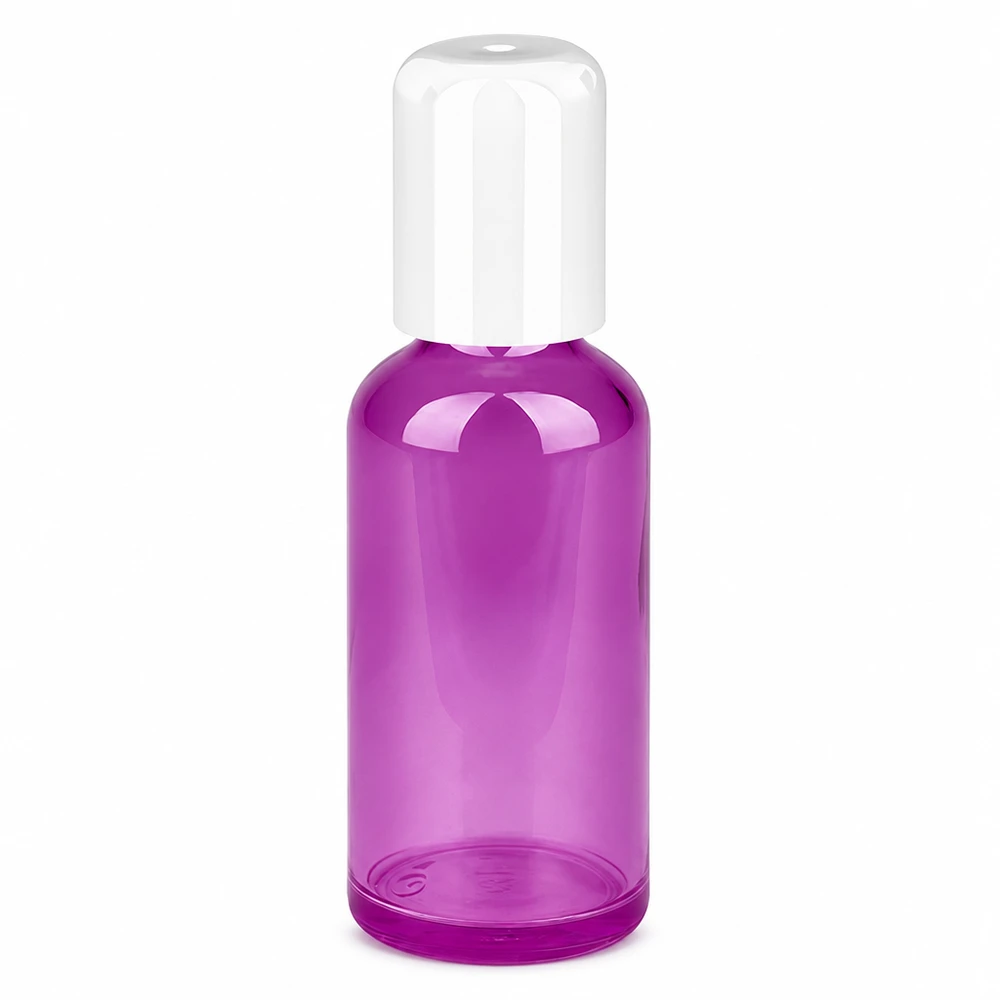 50 ml roll-on-flaske hvid Standard PurpleLine UT18/50 50 ml roll-on-flaske i violet med hvid hætte til kosmetik og parfume