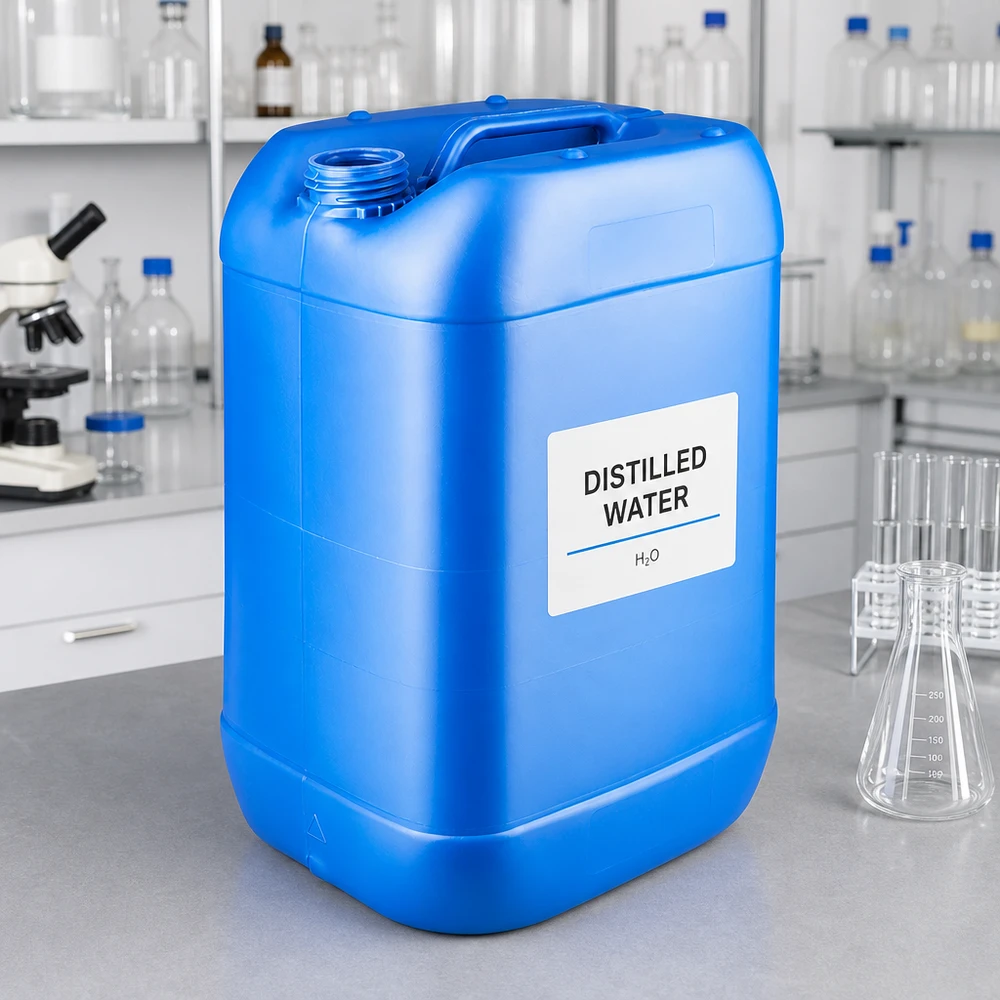 25 liters dunk blå uden låg Robust 25-liters dunk i blå HDPE uden skruelåg til laboratorier og industrien