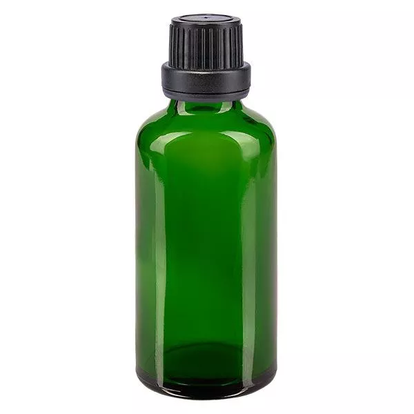 Apoteksflaske grøn 50ml dryp v. Pr. 2mm sort OV Apoteksflaske grøn 50ml dryp v. Pr. 2mm sort OV