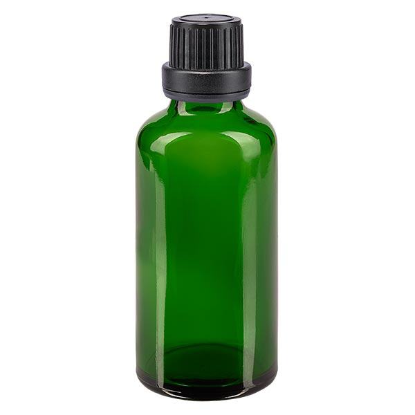 Apoteksflaske grøn 50ml dryp v. Pr. 2mm sort OV Apoteksflaske grøn 50ml dryp v. Pr. 2mm sort OV