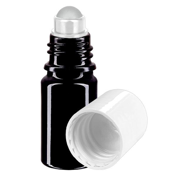 Apoteksflaske viol. 5ml roll-on hætte hvid Apoteksflaske viol. 5ml roll-on hætte hvid
