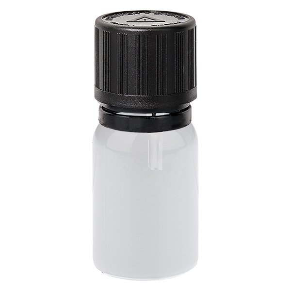 5 ml dråbeflaske 1 mm sort Originalitetslukning Børnesikring Blindesymbol WhiteLine UT18/5