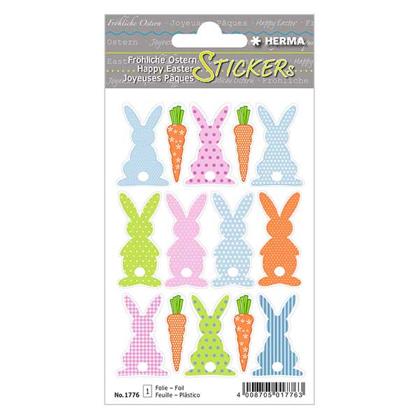 Klistermærke "Hasenralley" (14 gennemsigtige klistermærker) | 1 ark = 14 klistermærker.