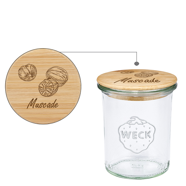 Couvercle en bois "Muscade" avec WECK verre plongeant 160ml