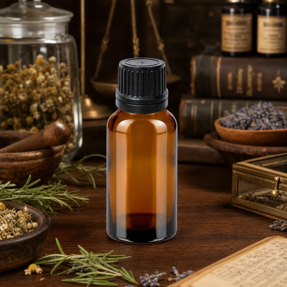 20 ml dråbeflaske 1 mm sort OV BrownLine UT18/20 Kompakt 20 ml BrownLine-dråbeflaske med 1 mm åbning, ideel til præcise anvendelser inden for naturmedicin.