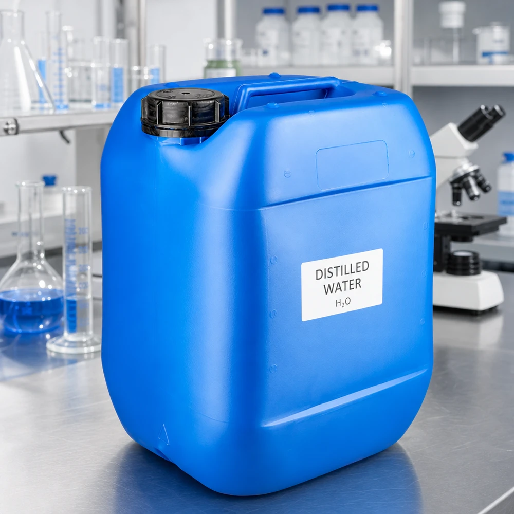 10 liters blå dunk med skruelåg OV Robust 10-liters dunk i blå HDPE-plast med OV-skruelåg til laboratoriebrug