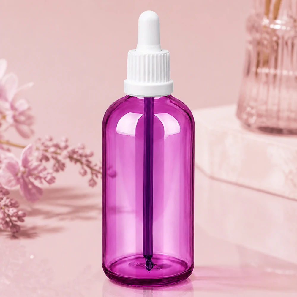 100 ml pipetteflaske hvid Originality skruelåg PurpleLine UT18/100 100 ml pipetteflaske med hvid OV-hætte UT18/100 til sikker opbevaring af kosmetiske produkter