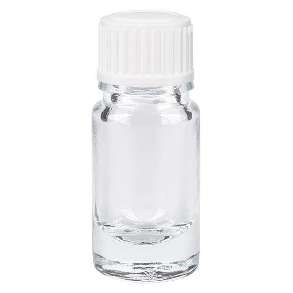 Apoteksflaske klar 5ml skruelåg hvid pc Apoteksflaske klar 5ml skruelåg hvid pc