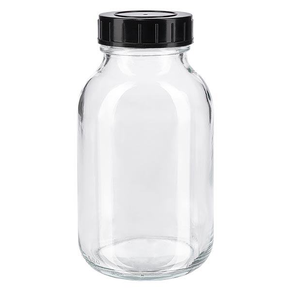 500 ml flaske med bred hals i klart glas med skruelåg 500 ml flaske med bred hals i klart glas med skruelåg