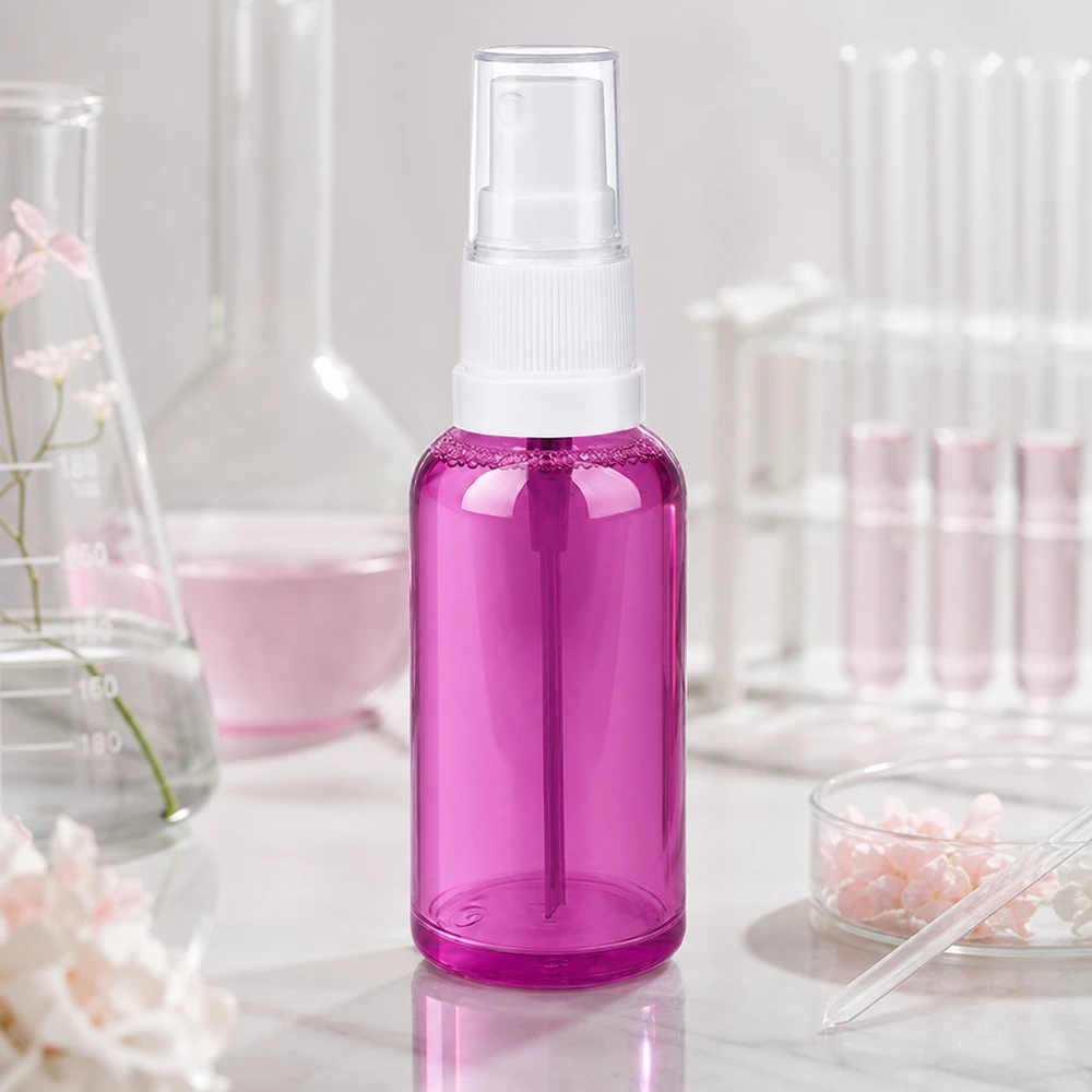 50 ml sprayflaske hvid/transparent Standard PurpleLine UT18/50 Lille 50 ml plastsprayflaske i gennemsigtig lilla med praktisk spraytilbehør
