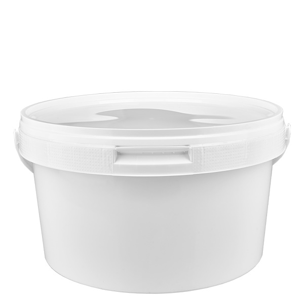 3,5 liters spand af hvid PP-plast med låg 3,5 liters spand af hvid PP-plast med låg